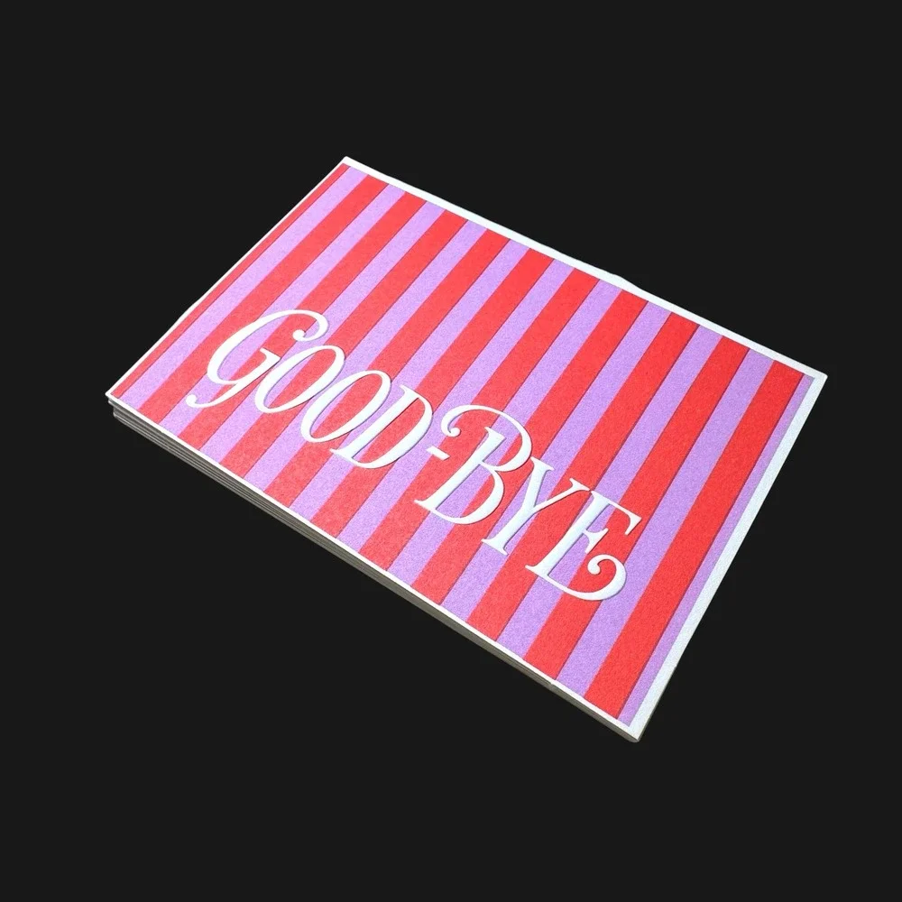 Vintage Hallmark Goodbye Party Invitations Red Purple Striped Set of 9 60PM 721